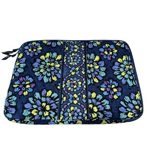 Vera Bradley Large 17” Quilted Laptop Sleeve in Indigo Pop w/ Pocket Inside